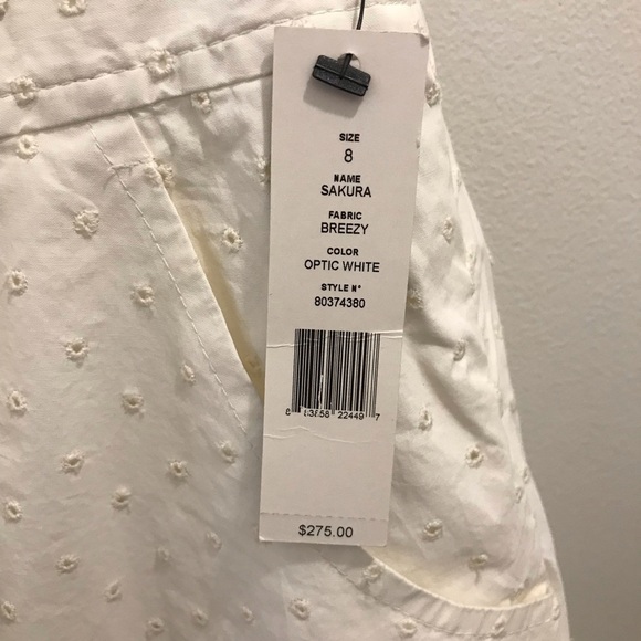 NWT Theory Eyelet Skirt 8 white defects belt a-line cotton - Picture 10 of 13